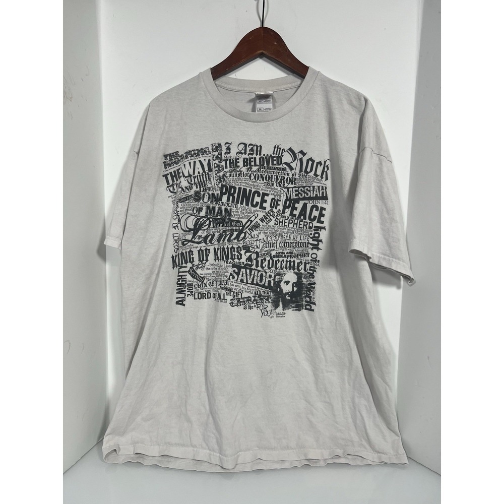 VTG y2k Mens WHITE Kerusso Christian Wear Scripture T Shirt Sz‎ 2XL